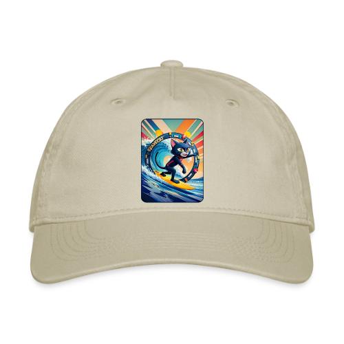 Wavecat Surfing A Rainbow Sunrise - Organic Baseball Cap