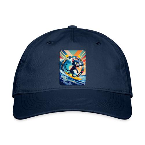 Wavecat Surfing A Rainbow Sunrise - Organic Baseball Cap