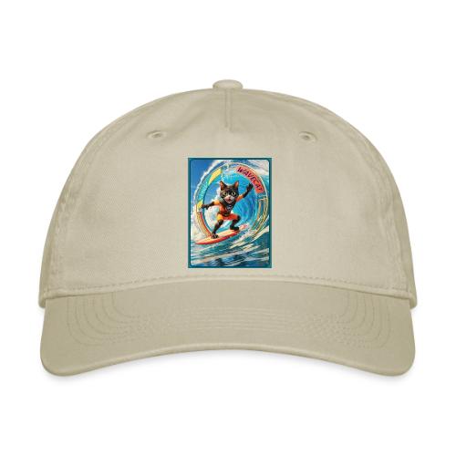Wavecat Surfing A Wave Portal - Organic Baseball Cap