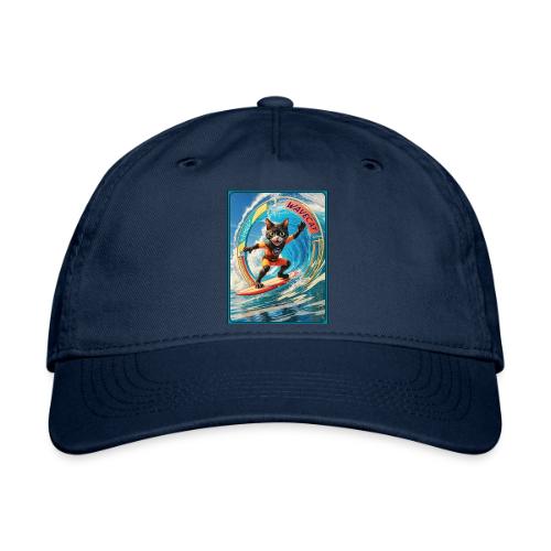 Wavecat Surfing A Wave Portal - Organic Baseball Cap