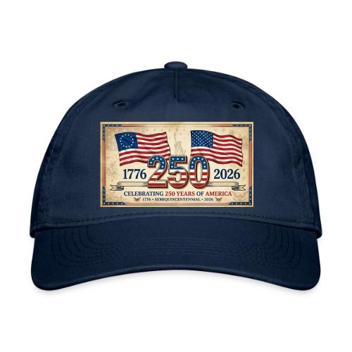 USA 250th Anniversary Flags Emblem - Organic Baseball Cap