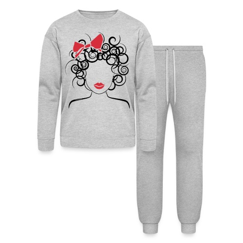 Curly Girl with Red Bow - Bella + Canvas Unisex Lounge Wear Set