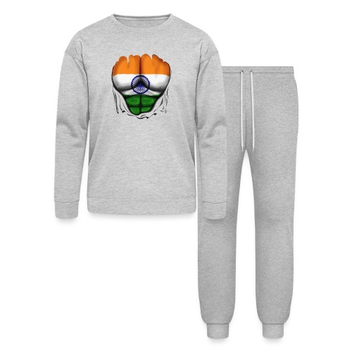 India Flag Ripped Muscles, six pack, chest t-shirt - Bella + Canvas Unisex Lounge Wear Set
