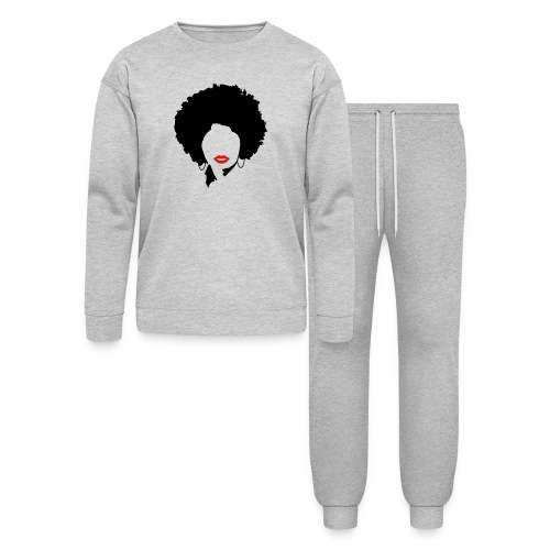 Afro with red lips - Lounge Wear Set by Bella + Canvas