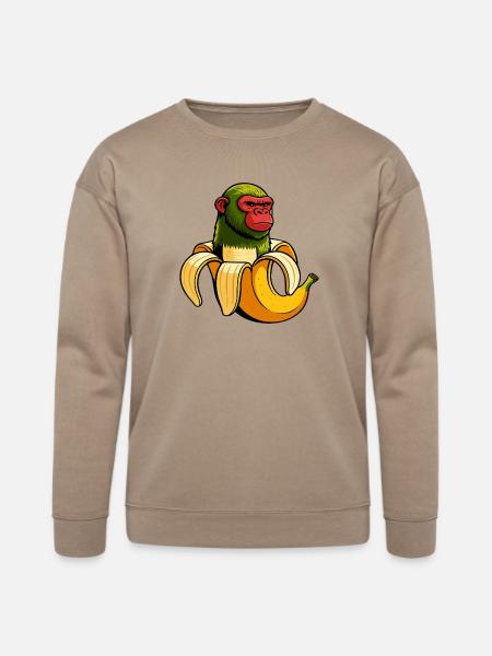 Chimpanzini Bananini Italian Brainrot Meme Art - Bella + Canvas Unisex Sweatshirt - tan