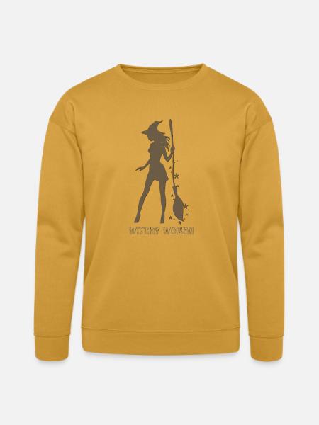 Witchy Silhouette with Broom - Bella + Canvas Unisex Sweatshirt - heather mustard