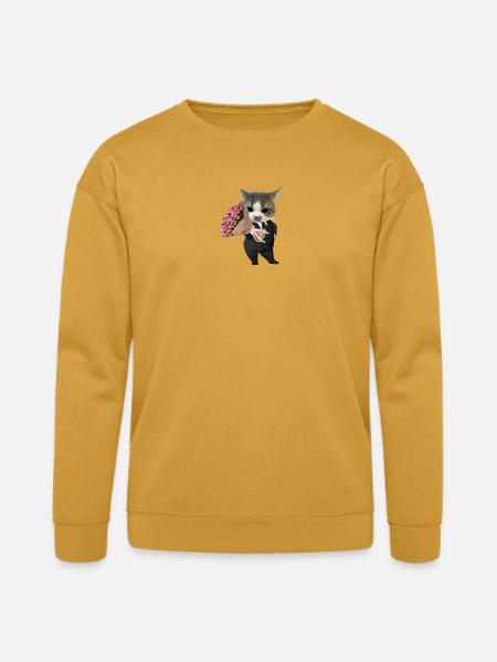 Cat in Suit with Bouquet - Bella + Canvas Unisex Sweatshirt - heather mustard
