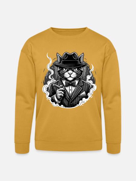Noir Cat Gangster in Suit - Bella + Canvas Unisex Sweatshirt - heather mustard