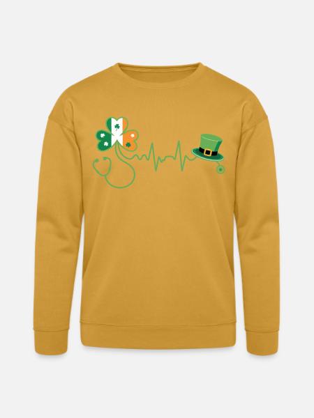 Stethoscope Shamrock Heartbeat - Bella + Canvas Unisex Sweatshirt - heather mustard