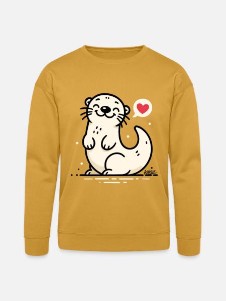 Lovable Otter Heart Chat - Bella + Canvas Unisex Sweatshirt - heather mustard
