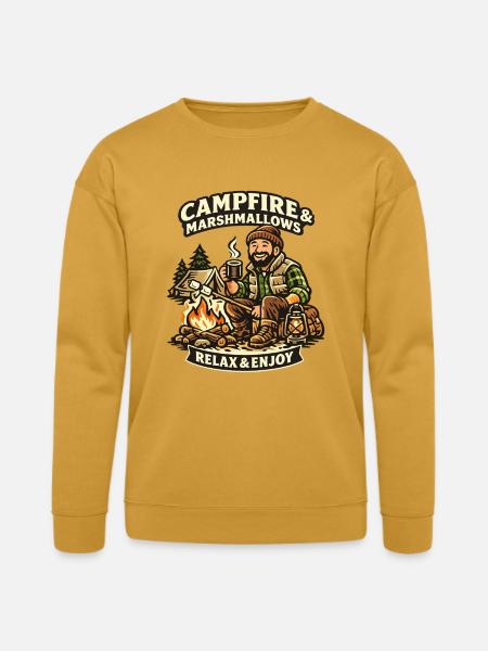 Campfire & Marshmallows Cozy Tee - Bella + Canvas Unisex Sweatshirt - heather mustard