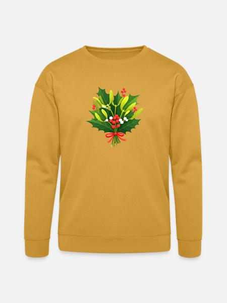 Festive Holly Botanical Design - Bella + Canvas Unisex Sweatshirt - heather mustard