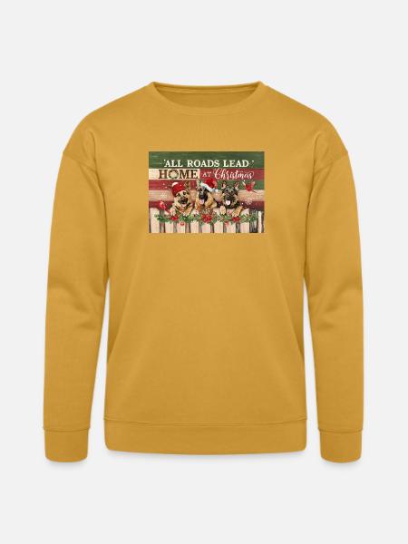 Festive Dogs on Rustic Christmas - Bella + Canvas Unisex Sweatshirt - heather mustard