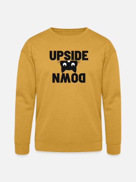 Upside Down cat Face Graphic - Bella + Canvas Unisex Sweatshirt - heather mustard