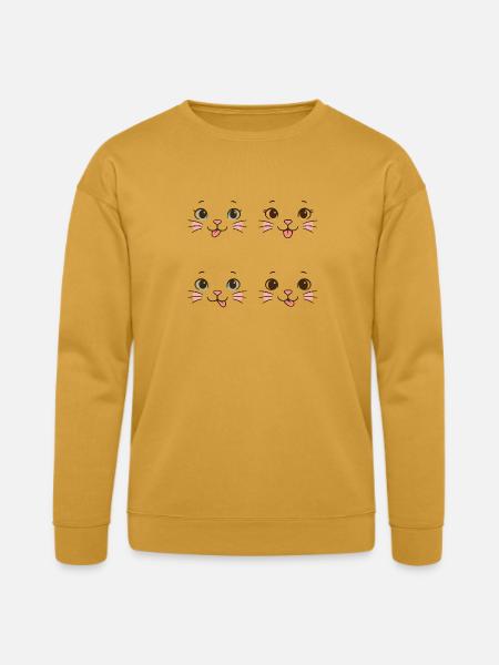 Four Playful Cat Faces - Bella + Canvas Unisex Sweatshirt - heather mustard