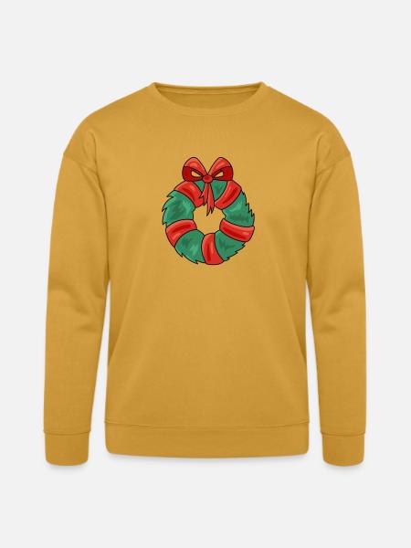 New Year Wreath - Bella + Canvas Unisex Sweatshirt - heather mustard