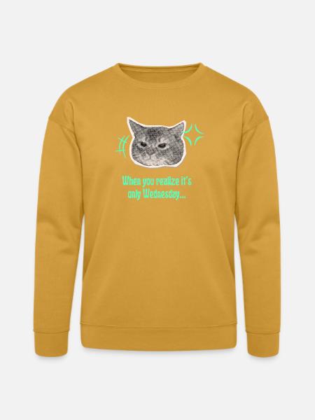 Wednesday Cat Halftone Meme - Bella + Canvas Unisex Sweatshirt - heather mustard