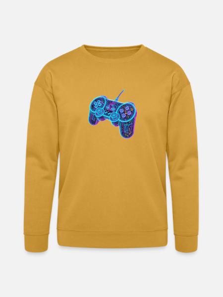 Futuristic Neon Wireframe Game Controller - Bella + Canvas Unisex Sweatshirt - heather mustard
