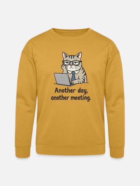 Grumpy Office Cat at Laptop - Bella + Canvas Unisex Sweatshirt - heather mustard