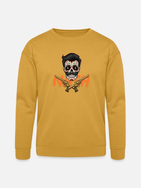 Sugar Skull Gunslinger Tee - Bella + Canvas Unisex Sweatshirt - heather mustard