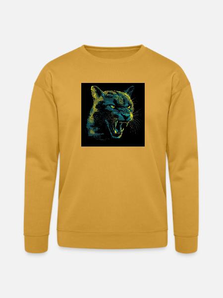 Neon Halftone Cat Roar - Bella + Canvas Unisex Sweatshirt - heather mustard