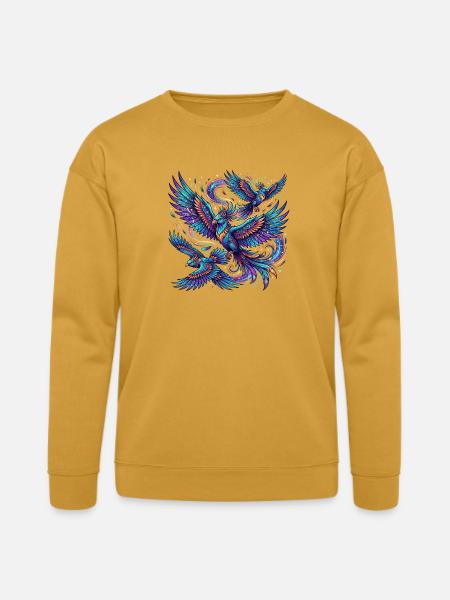 Fantastical birds in flight - Bella + Canvas Unisex Sweatshirt - heather mustard