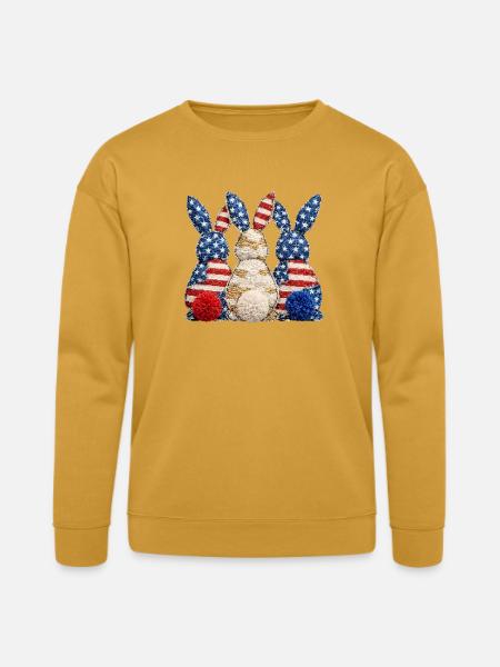 Patriotic Bunny Trio - Bella + Canvas Unisex Sweatshirt - heather mustard