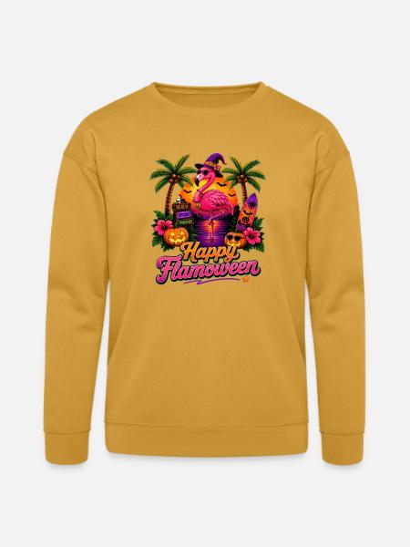 Happy Flamoween Flamingo Paradise - Bella + Canvas Unisex Sweatshirt - heather mustard