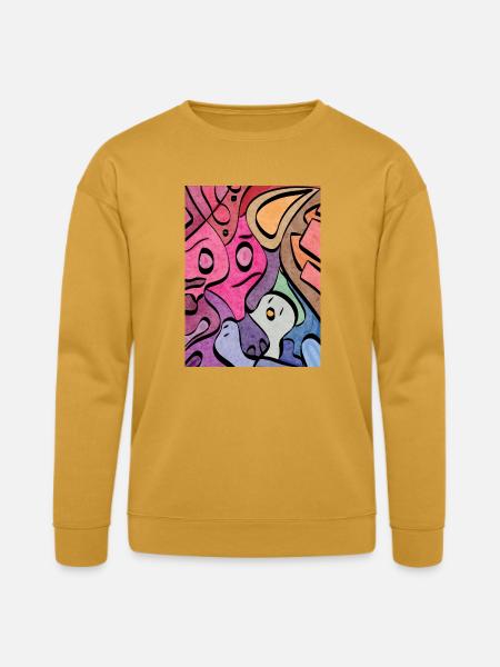 Kaleidoscopic Faces Graffiti - Bella + Canvas Unisex Sweatshirt - heather mustard