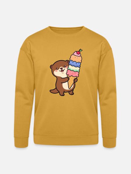 Otter Rainbow Ice Cream Cone - Bella + Canvas Unisex Sweatshirt - heather mustard