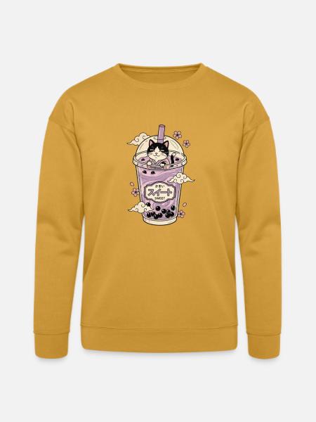 Lavender Boba Cat - Bella + Canvas Unisex Sweatshirt - heather mustard