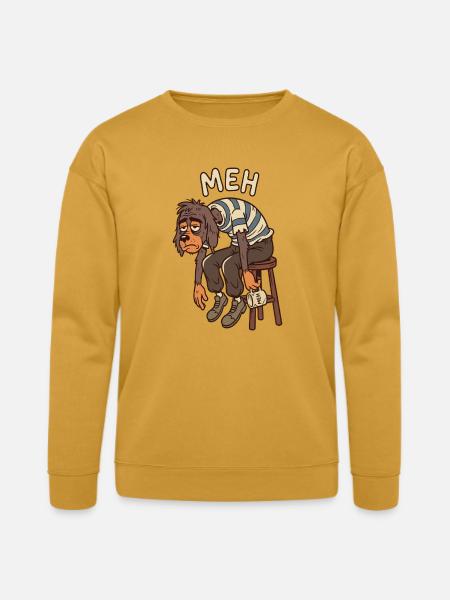 Meh Dog Striped Sweater - Bella + Canvas Unisex Sweatshirt - heather mustard