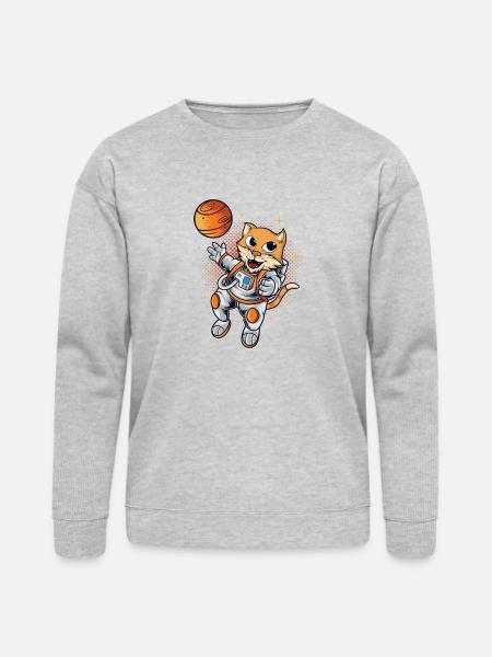Cat Space Planet - Bella + Canvas Unisex Sweatshirt - heather gray