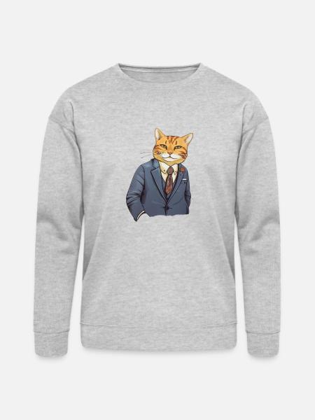 Cat in a Suit - Bella + Canvas Unisex Sweatshirt - heather gray