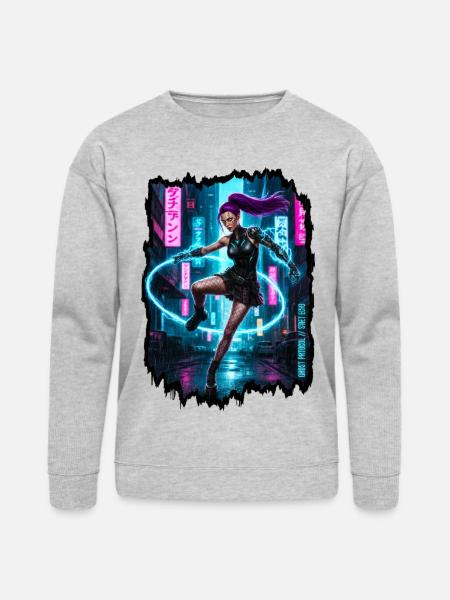 Cyberpunk Aesthetic — Phantom Protocol - Bella + Canvas Unisex Sweatshirt - heather gray