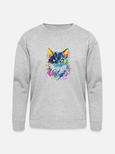 Blue Cat - Bella + Canvas Unisex Sweatshirt - heather gray