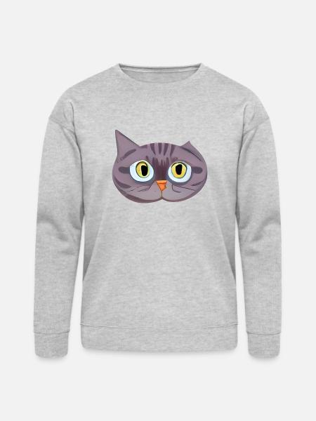 Cute Cat Face - Bella + Canvas Unisex Sweatshirt - heather gray