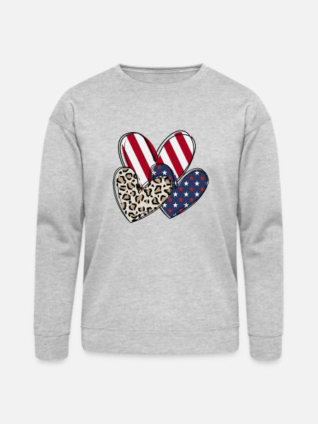 4th of july Heart - Bella + Canvas Unisex Sweatshirt - heather gray