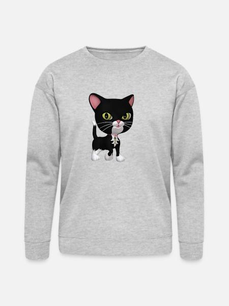 Black and White Cat - Bella + Canvas Unisex Sweatshirt - heather gray