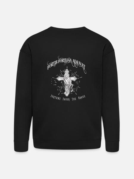 Fortis Fortuna Adiuvat - Cross and Hand Tattoo - Bella + Canvas Unisex Sweatshirt - black