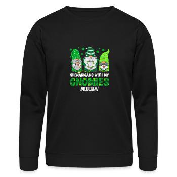 Shenanigans With My Gnomies ICU Nurse St Patricks - Bella + Canvas Unisex Sweatshirt - black - Front
