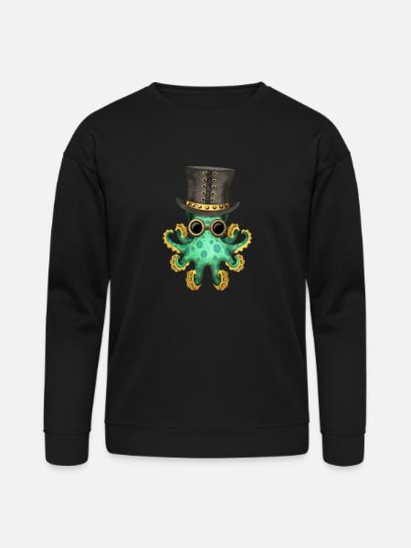 Steampunk Green Octopus - Bella + Canvas Unisex Sweatshirt - black