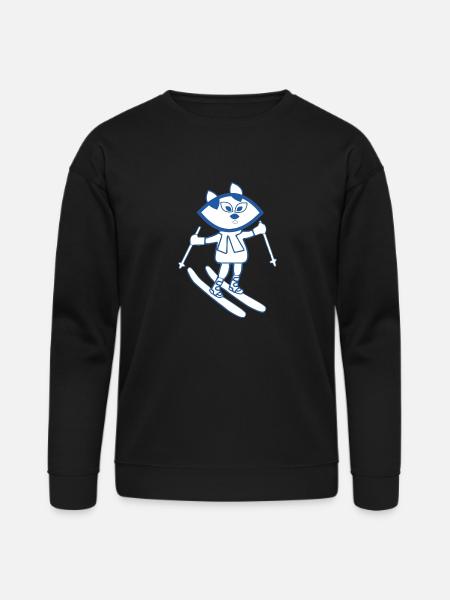 Blue cat skiing - Bella + Canvas Unisex Sweatshirt - black