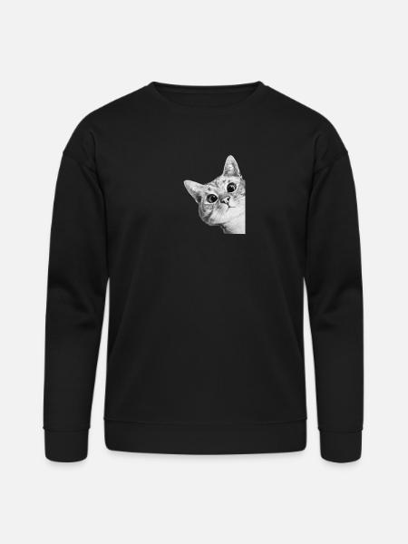 Curious Kitten Mono Sketch - Bella + Canvas Unisex Sweatshirt - black