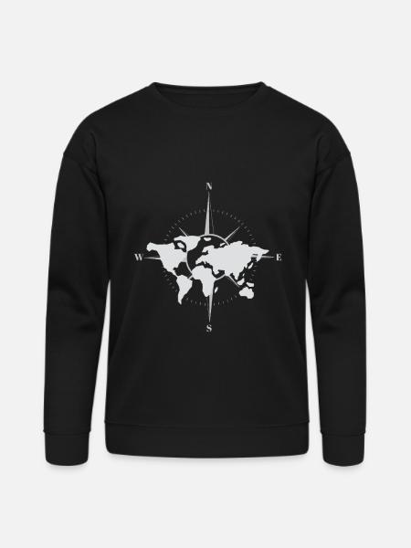 World map and compass - Bella + Canvas Unisex Sweatshirt - black