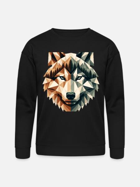 Geometric Wolf Over Peaks - Bella + Canvas Unisex Sweatshirt - black