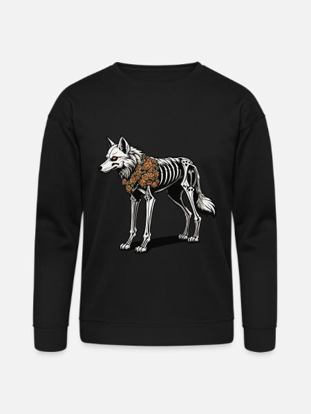 Wolf Skeleton Illustration - Bella + Canvas Unisex Sweatshirt - black