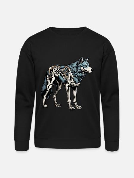wolf Skeleton Illustration - Bella + Canvas Unisex Sweatshirt - black