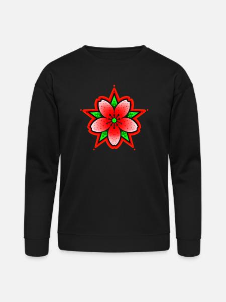 Red Cherry Blossom - Bella + Canvas Unisex Sweatshirt - black