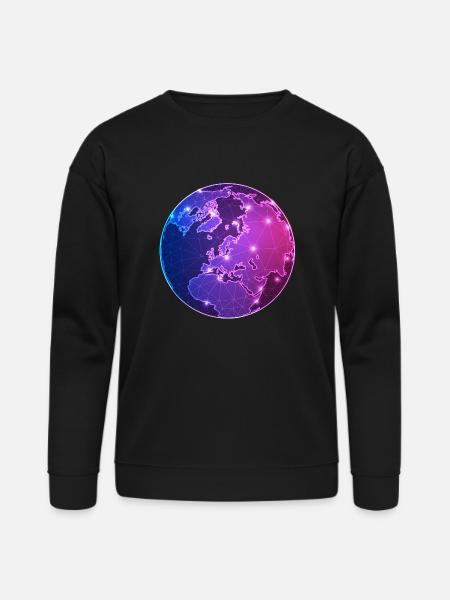 Geometric World Map - Bella + Canvas Unisex Sweatshirt - black